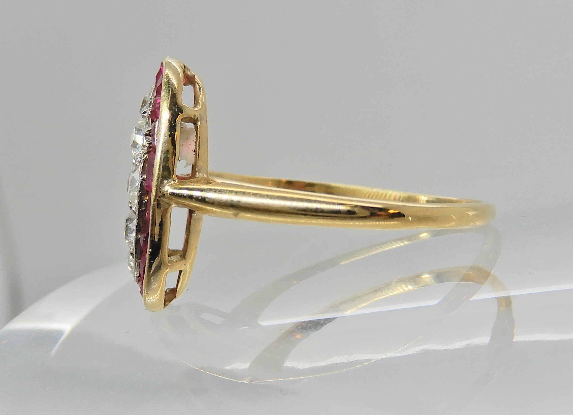 An 18ct gold ruby and diamond plaque ring, finger size N1/2, weight 2.6gms, with an insurance - Image 2 of 4