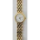 A 9ct gold ladies Bueche Girod wristwatch, length of strap 18cm, weight including mechanism 26.1gms