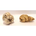 Two ivory netsuke of rats