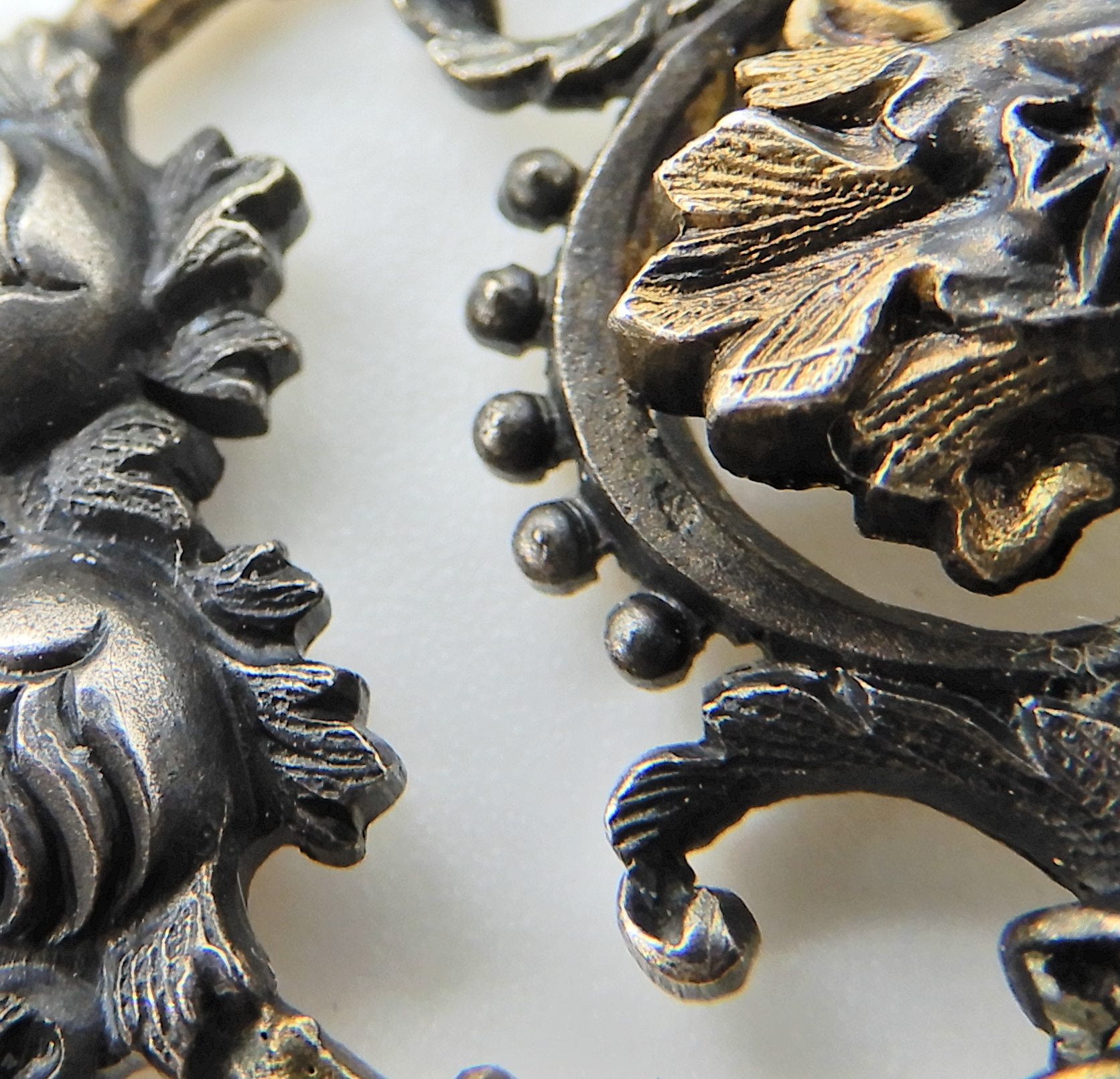 A gilded white metal Gothic design necklace with lion heads and 'Pan' grotesque masks and roses, - Image 8 of 8