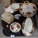 A Royal Albert Old Country Roses tureen and cover, sauce boat and stand and assorted other items