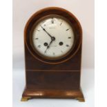 A Maple and Co mahogany dome top mantle clock, on brass feet, 25.5cm high