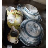 A Limoges porcelain teaset and a blue and white part dinner service