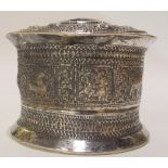 A Burmese white metal box and cover