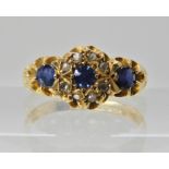 An 18ct gold sapphire and rose cut diamond ring, finger size P, weight 3.3gms Condition Report: