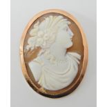 A 9ct gold cameo brooch of a maiden, weight approx 11.9gms Condition Report: