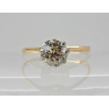 A yellow metal diamond solitaire of estimated approx 0.60cts, finger size K, weight 0.9gms Condition