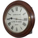 Lancashire and Yorkshire Railway 12in mahogany cased English fusee railway clock. The case with