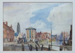 Original Watercolour draft artwork for Cyril H Barraud's LNER etching of Boston. Not signed. Ex