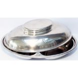 Great Western Railway Hotels silverplate vegetable dish with cover, both marked clearly with GWR