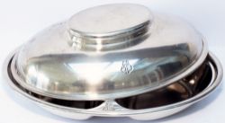 Great Western Railway Hotels silverplate vegetable dish with cover, both marked clearly with GWR