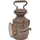 Great Eastern Railway sliding knob 3 aspect handlamp, stamped in the reducing cone DIV SUPT OPRS