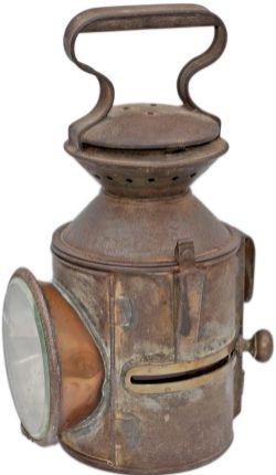 Great Eastern Railway sliding knob 3 aspect handlamp, stamped in the reducing cone DIV SUPT OPRS