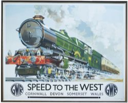 Poster GWR SPEED TO THE WEST by Charles Mayo, poster No196. Quad Royal 40in x 50in and has been
