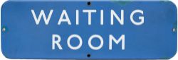 BR(Sc) FF enamel doorplate WAITING ROOM measuring 18in x 6in. In good condition with a few small