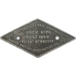 Electric Locomotive Bogie plate THE GENERAL ELECTRIC COMPANY LTD NORTH BRITISH LOCOMOTIVE CO LTD