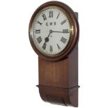 Great Western Railway 12in mahogany cased English fusee drop dial trunk railway clock. The case,