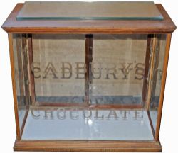 CADBURYS CHOCOLATE mahogany and glass advertising display cabinet. In very good condition complete