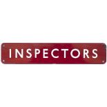 BR(M) FF enamel doorplate INSPECTORS measuring 18in x 3.5in. In very good condition with a couple of