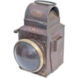 Midland Railway Tail lamp brass plated Midland Railway Patent No 3192 Petroleum Lamp. Large red