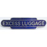 BR(E) totem capbadge EXCESS LUGGAGE in chrome, marked to the rear J.R. Gaunt London. In excellent