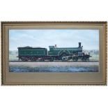 Original oil painting by F Moore of Great Northern Railway Stirling Single No 1007 in full GNR lined