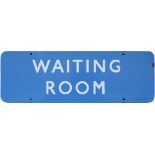 BR(SC) FF enamel doorplate WAITING ROOM measuring 18in x 6in. In very good condition with a few