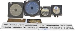 A selection of diesel cab fittings to include; 2x speedometer marked 100mph, a brake cylinder gauge,
