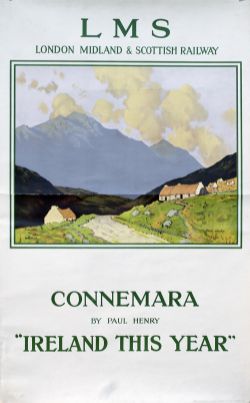 Poster LMS CONNEMARA IRELAND THIS YEAR by Paul Henry. Double Royal 25in x 40in and is in good