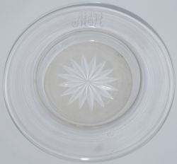 North Eastern Railway cut glass circular bonbon dish clearly etched in script NER. Measures 6in