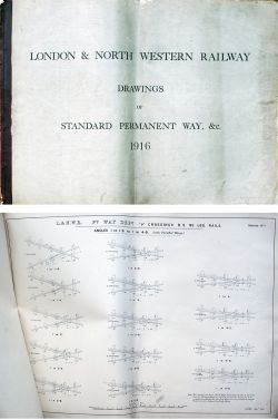 London & North Western Railway large book of drawings of Standard Permanent Way c1916. Shows