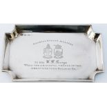 GWR solid silver miniature tray with full Great Western Railway Twin Shield Coat of Arms and GENERAL