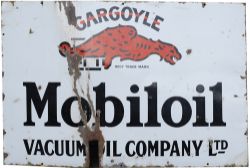 Advertising motoring enamel sign GARGOYLE MOBILOIL VACUUM OIL COMPANY LTD. Measures 45in x 30in