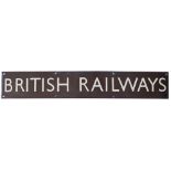 BR(W) enamel Double Royal poster board heading BRITISH RAILWAYS in full. Measures 27in x 41in and is