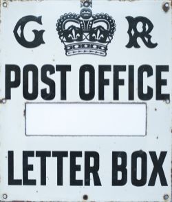 Post Office enamel sign G.R. POST OFFICE LETTER BOX measuring 14in x 12in. In excellent condition.