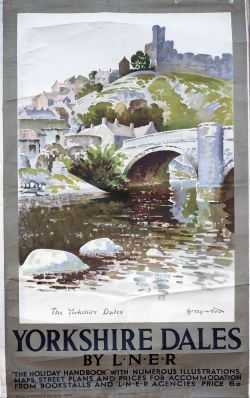 Poster LNER THE YORKSHIRE DALES BY LNER by Greenwood. Double Royal 25in x 40in. Has been mounted
