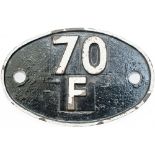 Shedplate 70F Fratton 1954-1959 and Bournemouth 1963-1973. In lightly restored condition.