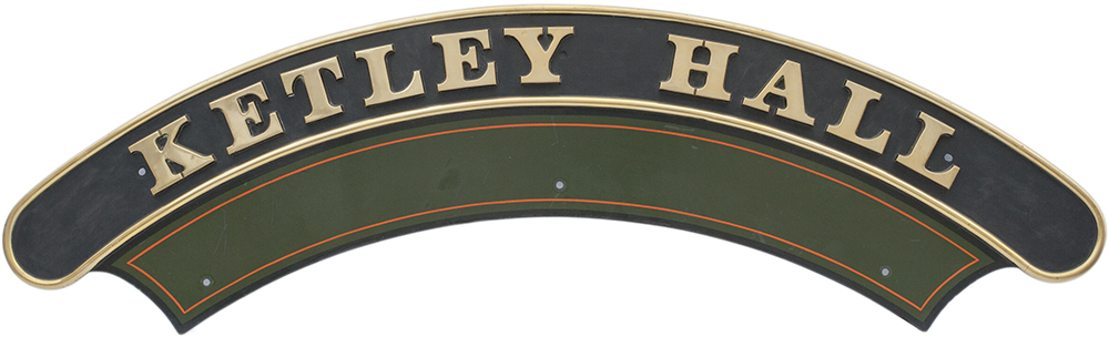 GWR nameplate KETLEY HALL ex GWR 4-6-0 Hall number 4935 built Swindon June1929. First shed