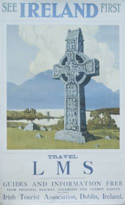 Poster LMS SEE IRELAND FIRST TRAVEL BY LMS by Paul Henry. Double Royal 25in x 40in and is in very