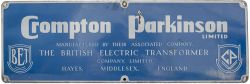 Enamel transformer sign CROMPTON PARKINSON LIMITED manufactured by their associated company The
