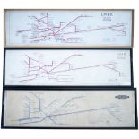 LNER & BR carriage prints x 3. Suburban Lines (Great Eastern section) route diagram circa late 1920s