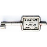 GWR/BR-W Tyers No9 single line aluminium key token EVESHAM - NORTON JUNCTION, configuration A. In ex
