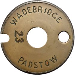 LSWR Tyers No6 single line brass and steel tablet WADEBRIDGE-PADSTOW 23 from the former North