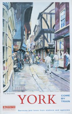 Poster BR YORK THE SHAMBLES by A. Carr Linford. Double Royal 25in x 40in dated 1962. In very good