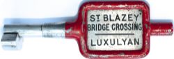 GWR/BR-W Tyers No9 single line aluminium key token ST BLAZEY BRIDGE CROSSING - LUXULYAN,