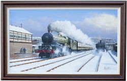 Original oil painting of GWR 6015 KING RICHARD III passing Old Oak Common East Signal Box in the