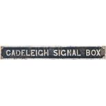 GWR cast iron signal box board CADELEIGH SIGNAL BOX from the closed Exe Valley Line station