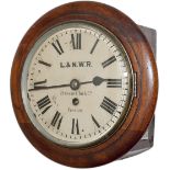 London and North Western Railway 8in mahogany cased English fusee railway clock. The case, with a