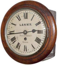London and North Western Railway 8in mahogany cased English fusee railway clock. The case, with a
