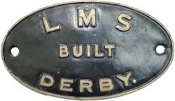 Worksplate LMS BUILT DERBY ex Midland Railway Johnson 3F 0-6-0 43639 which was shedded at 20D